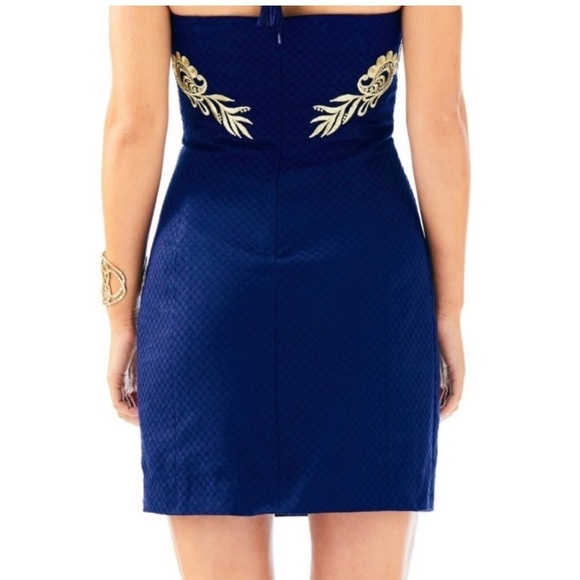 Lilly Pulitzer Demi Strapless Dress Navy & Gold - Picture 2 of 10